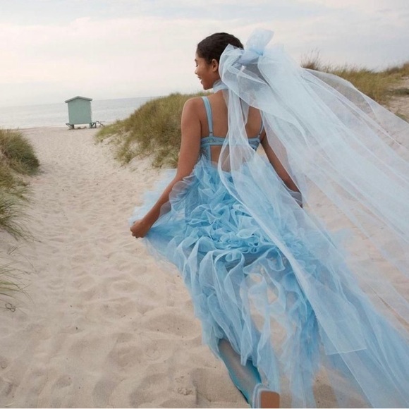 For Love & Lemons Rosario Maxi Dress in blue. NEW WITH TAGS. Never worn - Picture 1 of 11